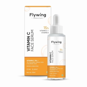 Fly.wing 15% Vitamin C   E Face Serum For Glowing Skin | Vit C Serum with Blueberry Fruit Extract & Hyaluronic Acid | Fades Dark Spots | For Uneven & Dull Skin | For All Skin Types | 30ml