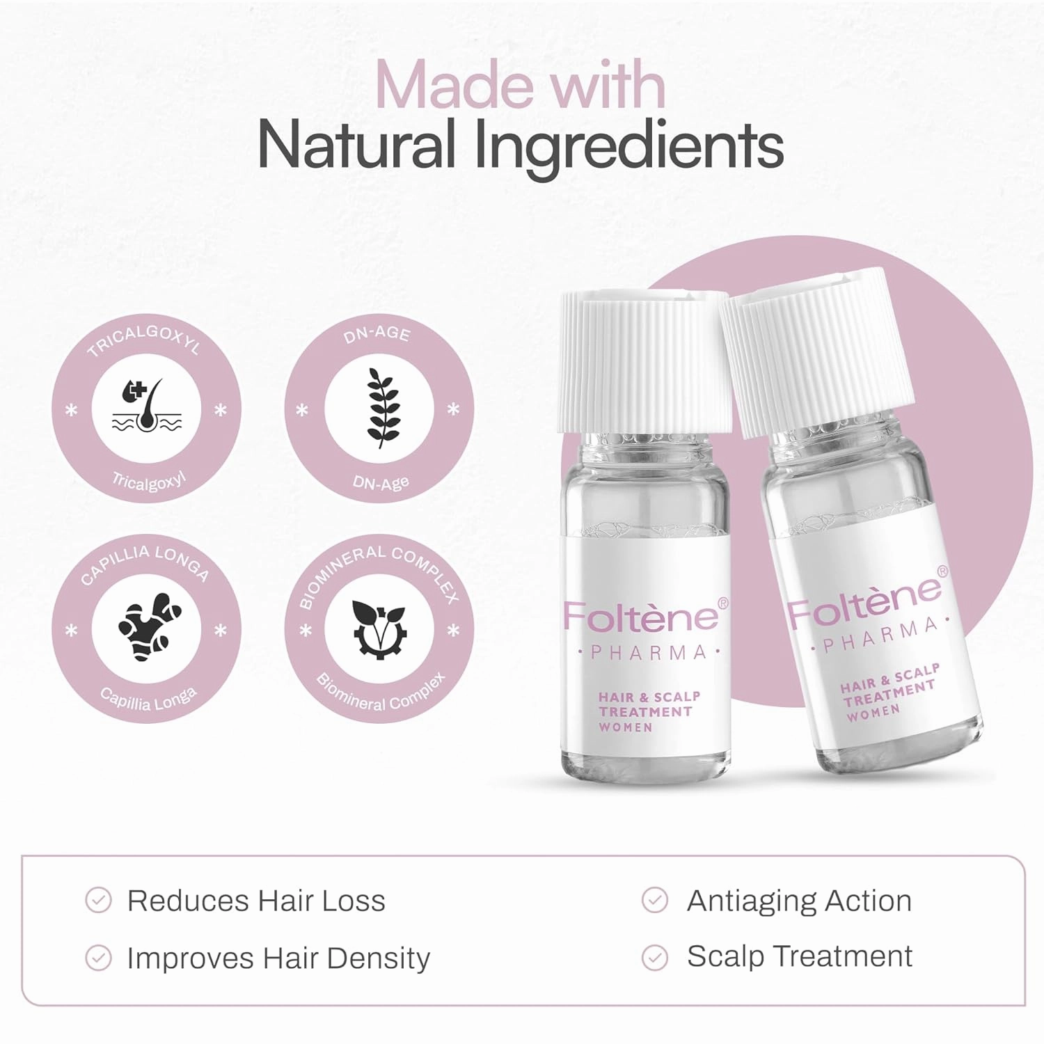 FOLTENE Regrowth Treatment for Women – Scalp Formula for Thicker, Stronger Strands – Advanced Serum to Support Fuller, Healthier Locks – Anti-Thinning Solution for Enhanced Strength (12 Vials)