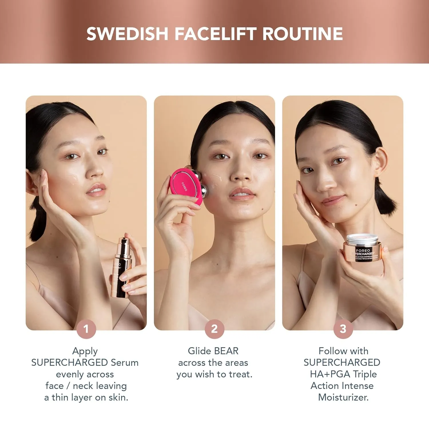 FOREO Age-Defying Bear Bundle - Bear Microcurrent Facial Device   2 x Conductive Serum 1 fl.oz. - Anti Aging Face Massager - Skin Care Tools Set for an Instant Face Lift - Fuchsia