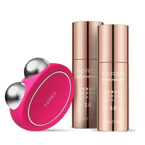 FOREO Age-Defying Bear Bundle - Bear Microcurrent Facial Device   2 x Conductive Serum 1 fl.oz. - Anti Aging Face Massager - Skin Care Tools Set for an Instant Face Lift - Fuchsia