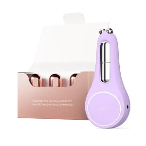 FOREO BEAR 2 Eyes & Lips Bundle - Microcurrent Smoothing Device   SUPERCHARGED Eye & Lip Contour Booster Serum (3x0.1 oz) - Under Eye Care & Facial Massager - Lavender