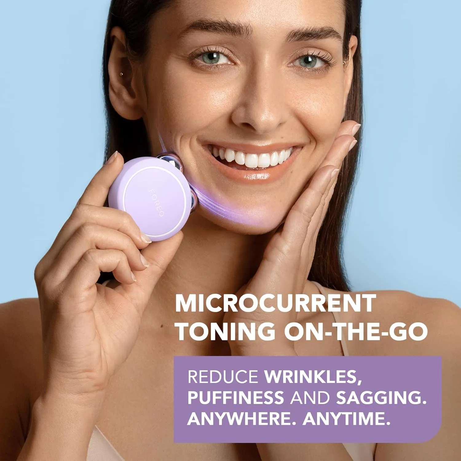 FOREO BEAR 2 go - Travel-friendly Toning Microcurrent Facial Device - For Fine Lines & Wrinkles - Anti Aging - Face Sculpting - Instant Full Face Lift - Firm & Contour - Compact Skin Care - Lavender