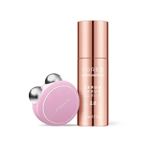 FOREO Firm & Fabulous BEAR mini   Serum Serum Serum 1 Oz Anti aging Starter Kit- Microcurrent Facial Device- Instant Face Lift- Double Chin Eliminator- Facial Skin Care Products- Gift Set- Pearl Pink
