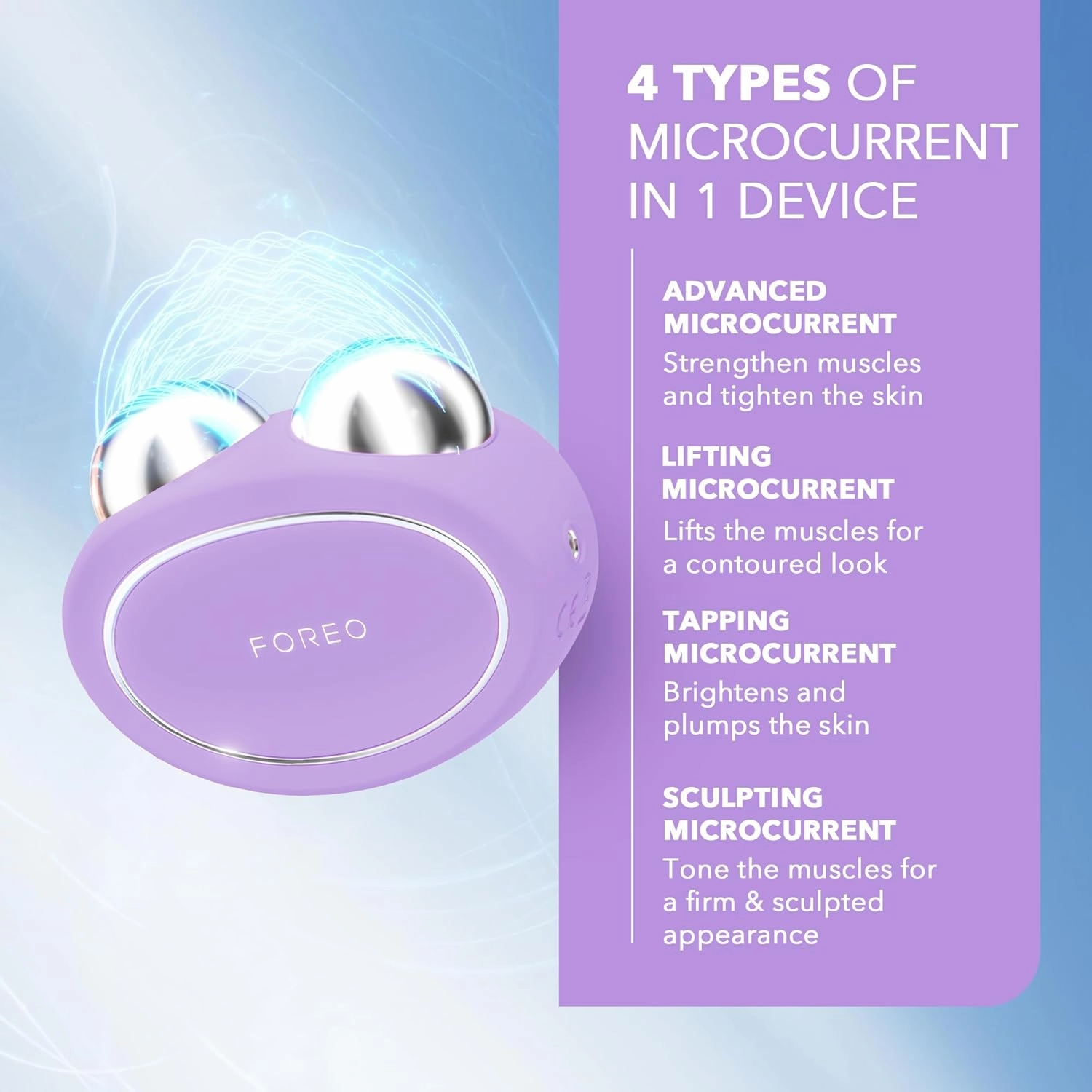 FOREO Bear 2 Advanced Toning Microcurrent Facial Device - Face Sculpting Tool - Firm & Contour - Non-Invasive - Increases Skin Care Absorption - Lavender
