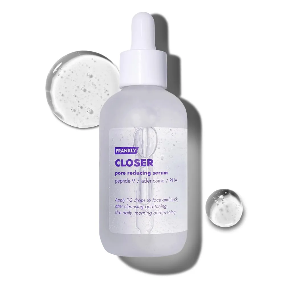 FRANKLY Closer Serum Mega Jumbo | Pore Minimizer Serum | 9 Peptides, Vegan Collagen, Adenosine, PHA | Korean Pore Minimizer for Glass Skin, Anti-Aging, Hydration, Elasticity | 3.38 fl oz