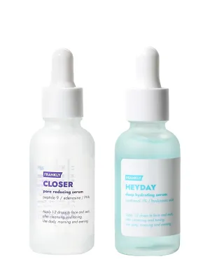 FRANKLY Hydration Power Duo: Heyday Serum & Closer Serum | Pore Minimizing & Hydration| Peptides, Panthenol & Hyaluronic Acid | Radiant, Dewy Skin| Anti-Aging | Vegan | Korean Skincare Set
