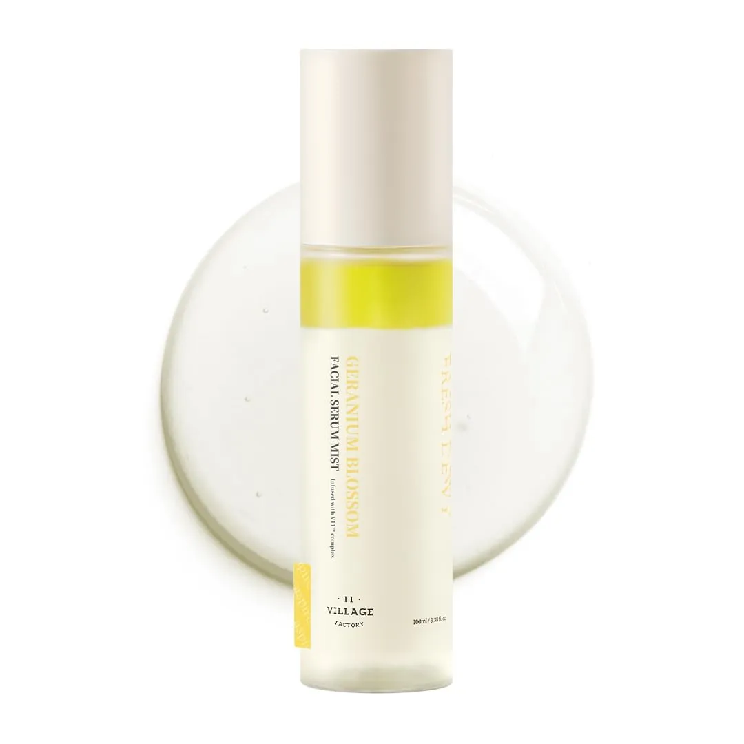 Fresh Dewy Geranium Blossom Facial Serum Mist with Sunflower Oil Jojoba Oil & Squalane Korean Face Spray for Deep Hydration Skincare on the Go 3.38 oz