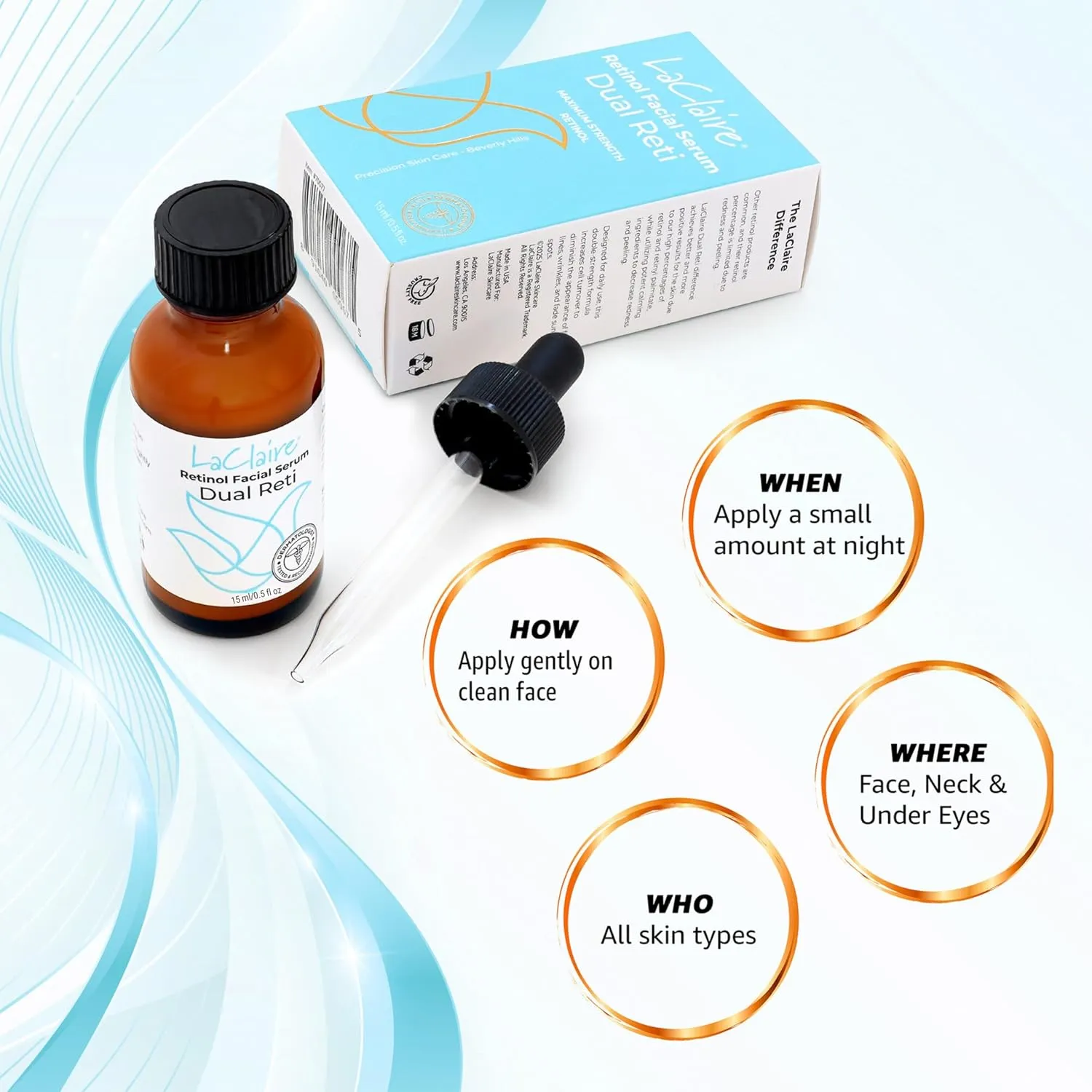 Fresh Look, Same Ingredients 8% Complex Retinol Facial Serum – Anti-Aging, Brightening Neck & Facial Serum, Helps Nourish Skin with Lactic Acid, Vitamin A, & Retinyl Palmitate – 15 ml