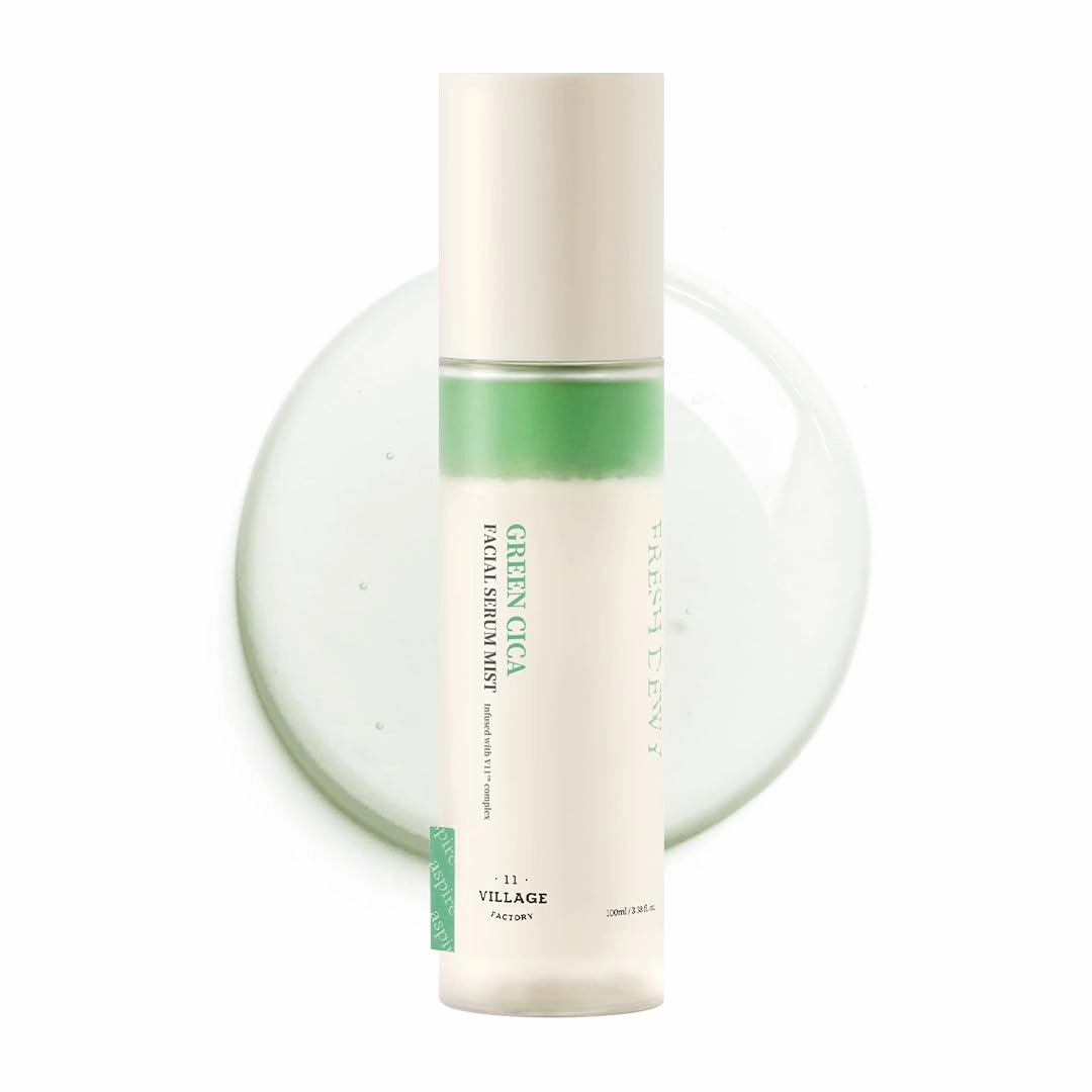 Fresh Dewy Green Cica Facial Serum Mist Korean Face Spray for Deep Hydration Skincare on the Go 3.38 oz
