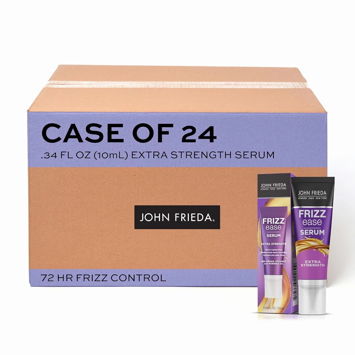 Frizz Ease Extra Strength Hair Serum, Instantly Smooths for Healthy, Hydrated, Frizz-Free Hair, for Thick and Coarse Hair, with Argan, Coconut, and Moringa Oil for Heat Protection, 1.69 Oz