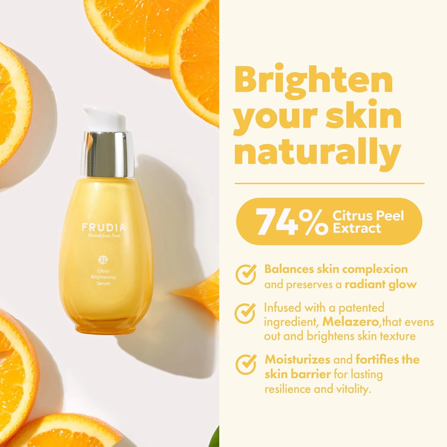 FRUDIA WELCOS Citrus Brightening Serum | Vitamin C Face Serum w/Mandarin Peel Extract, Vegan Vitamin C & Mela-Zero | Korean Vitamin C Serum for Face Skin Care | Hyperpigmentation Serum (1.69 fl oz)