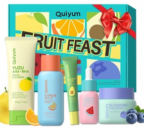 Fruit Skin Care for Teens, 5 Daily Routine Beauty Skin Care Sets - Exfoliation, Smooth, Clean, Oil Control, Firm, Hydrate, Glow Up, Skincare Gift Set for Girls Women, Travel Set, for All Skin