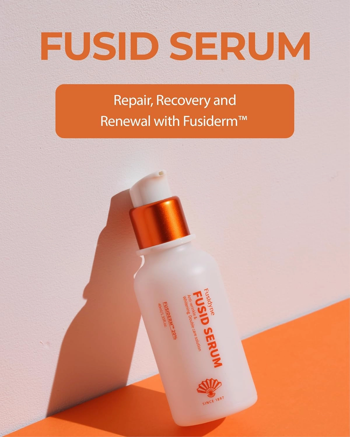 Fusid Serum (1.4fl oz) Serum for Face for Radiance. Dry & Sensitive Skin. Korean Skin Care with Fusiderm, Peptides, Vitamin C.