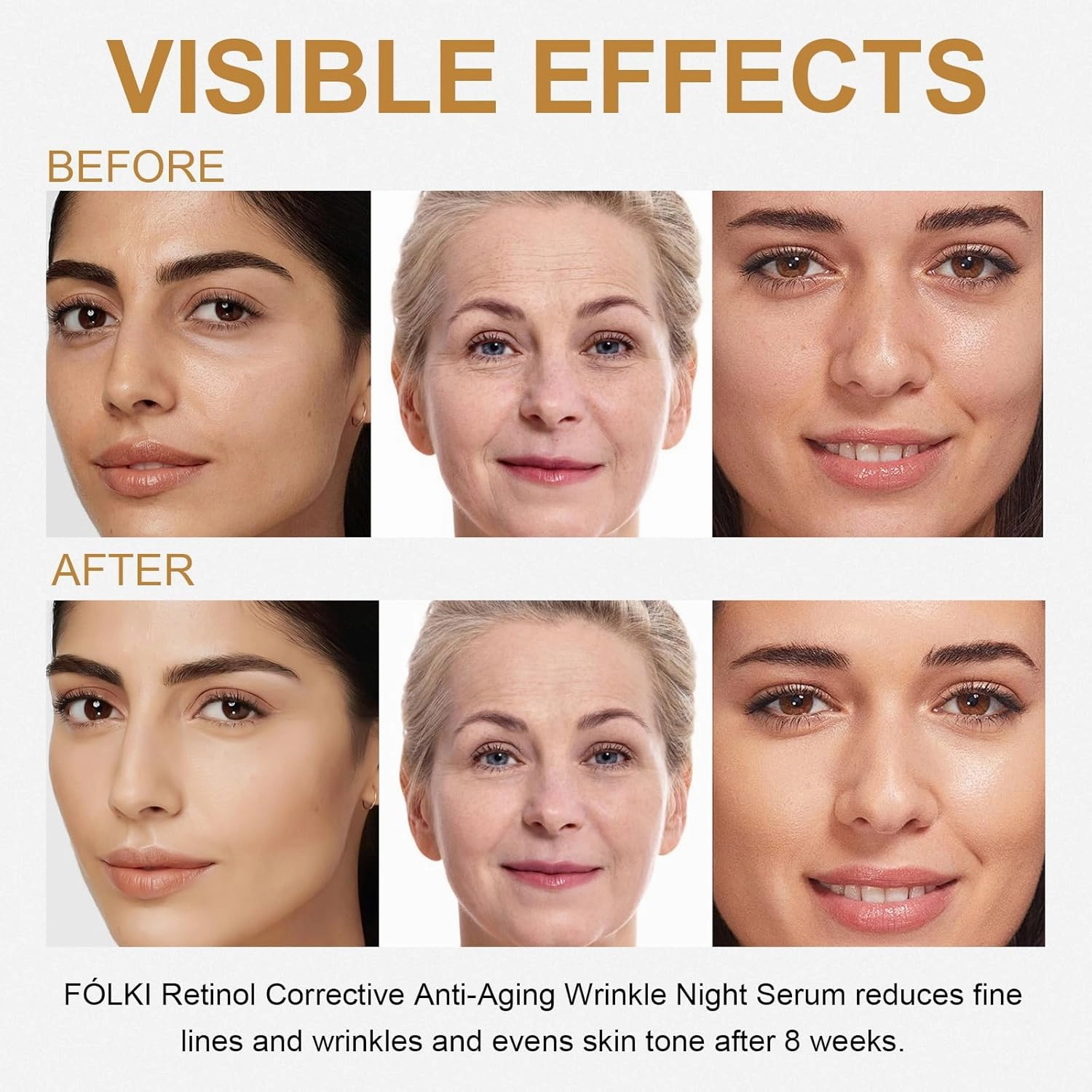 FÓLKI Retinol Anti-Aging Wrinkle Night Serum,Daily Line Smoothing Skin Care Treatment for Fine Lines, Post-Acne Scars, 30 Individual Capsules, Unscented, 0.35 Fl Oz