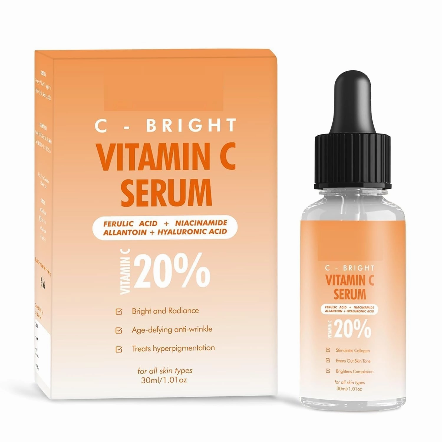 G'LOW, Q Vitamin C Face Serum- 20% Vitamin C Serum for Face with Niacinamide & Hyaluronic Acid to Help Even Skin Tone & Brighten Complexion- Vit C for Glowing Skin- For All - 1 FL OZ