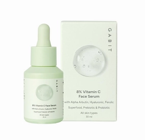 Ga..bit 8% Vitamin C Brightening Face Serum | For Glowing, Hydrated Skin & Dark Spot Reduction | With Alpha Arbutin, Hyaluronic Acid, Ferulic & CiCa | Oil-Free | 30ml