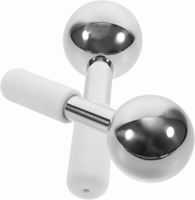 GALPADA 2pcs Face Ice Globe Massage Balls Stainless Steel Cooling Energy Massage Balls for Home Skincare Portable Facial Roller for Tightening Skin and Pore Minimizing
