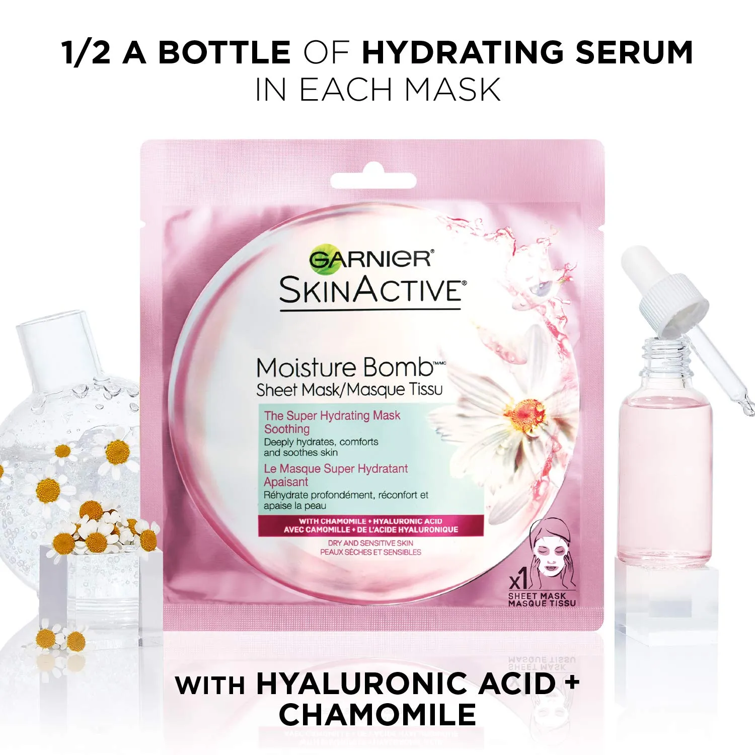 Garnier SkinActive Moisture Bomb The Super Hydrating Sheet Mask - Soothing, The Super Soothing Hydrating, 6.0 Count