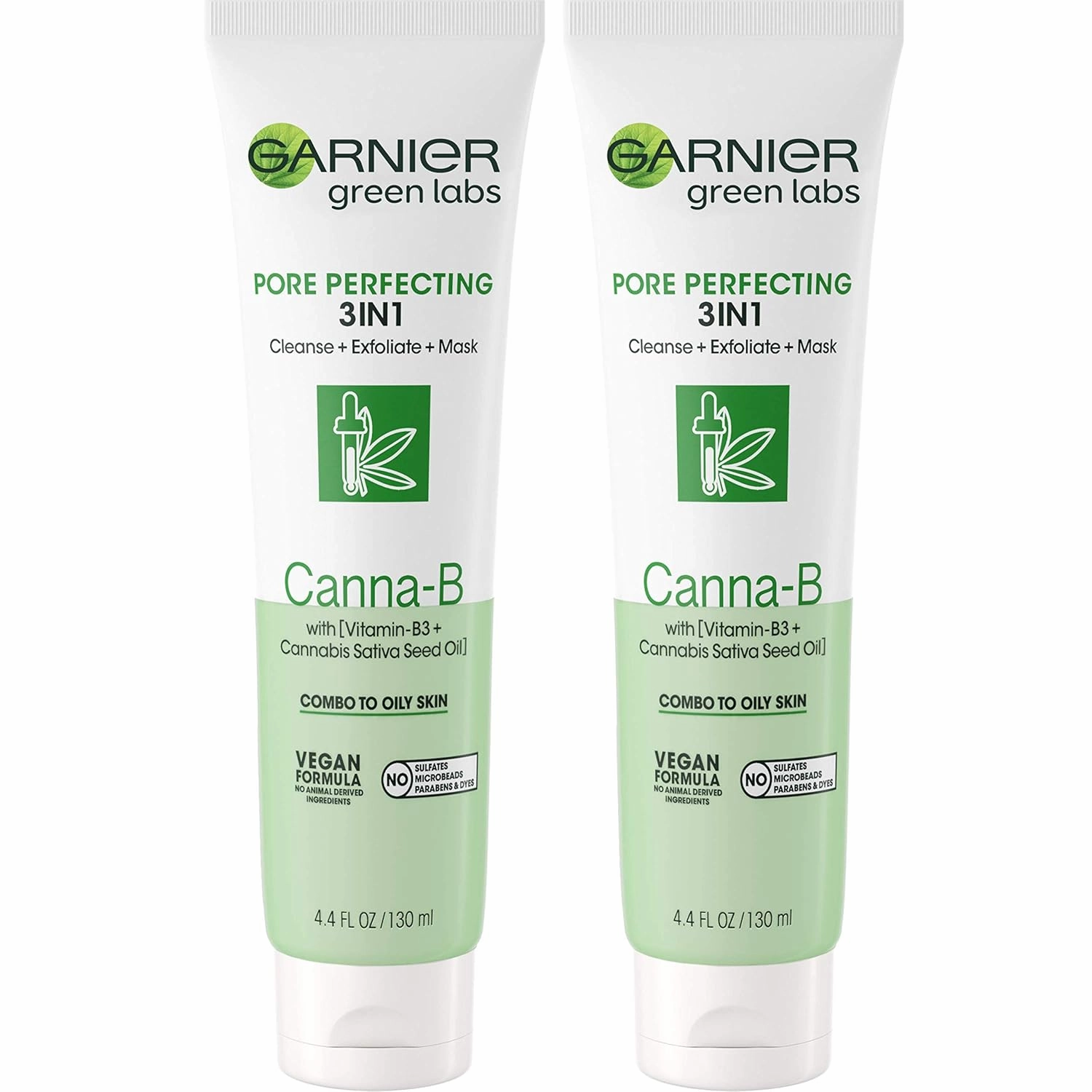 Garnier SkinActive Green Labs Canna-B Pore Perfecting 3-in-1 Face Wash unscented 2 Count