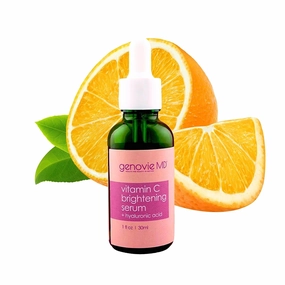 Genovie MD Vitamin C Brightening Serum For Face - Made with Anti Aging Properties, Hyaluronic Acid, Vitamin C - Facial Serum for Dark Spots, Fine Lines, Discoloration, and Wrinkles, 1 fl oz