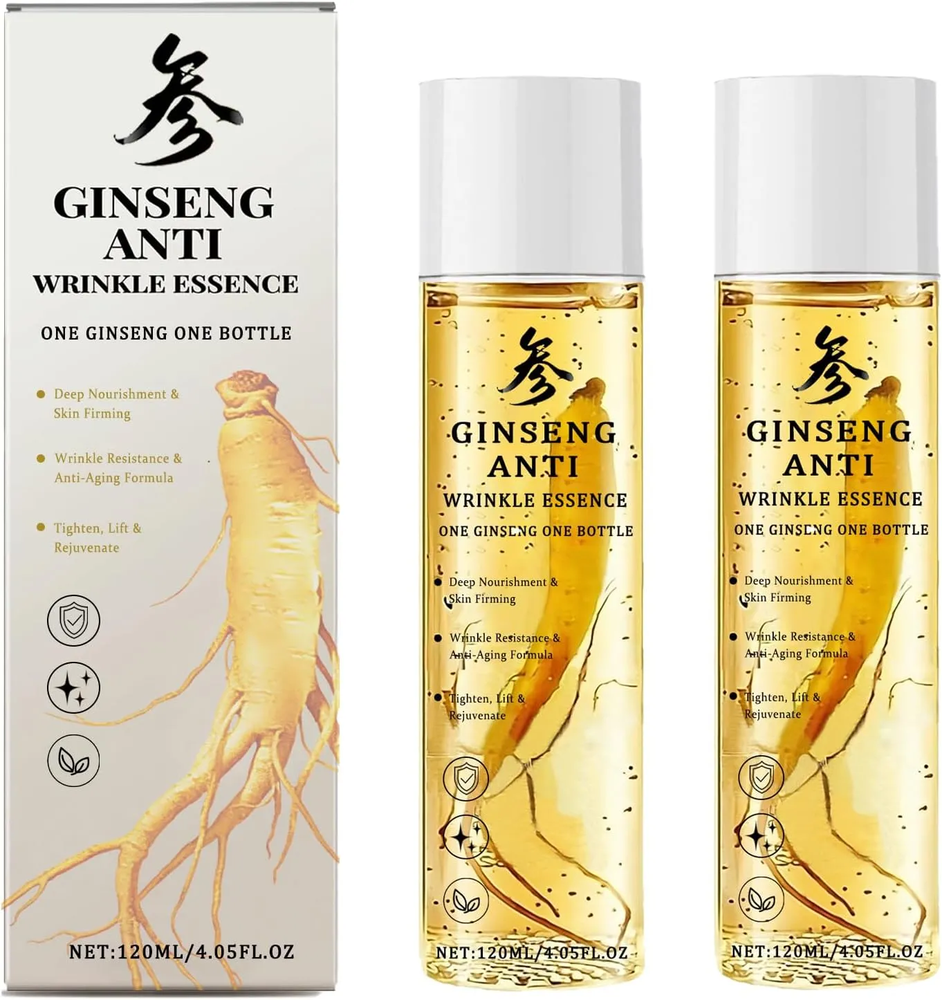 Ginseng Essence Anti-Wrinkle Serum – Hydrating & Firming Face Oil with Ginseng Root Extract – Korean Herbal Ginseng Supplement for Smoother Skin
