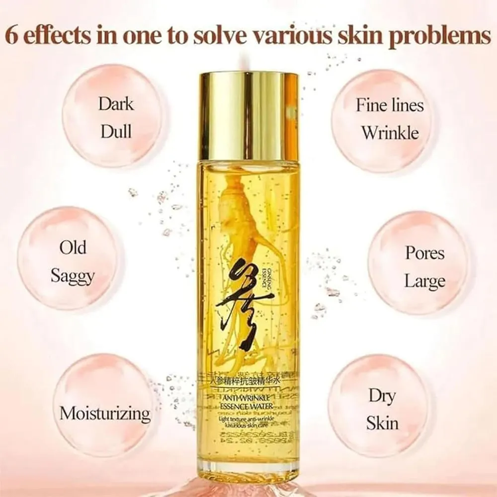 Ginseng Gold Polypeptide Anti-Aging Essence, Ginseng Extract Anti Wrinkle Essence Water Firms sagging skin and softens fine lines, Luxurious ginseng facial anti-wrinkle essence (2pcs)