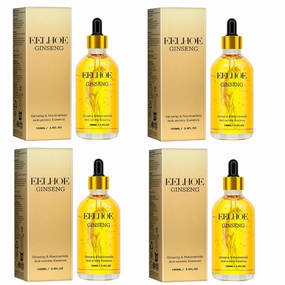 Ginseng & Niacinamide Anti-Wrinkle Essence, Anti-Aging Facial Serum, Hydrating Skin Repair Treatment, Anti-Aging Skin Repair Serum for Lines and Wrinkles (100ml x 4)
