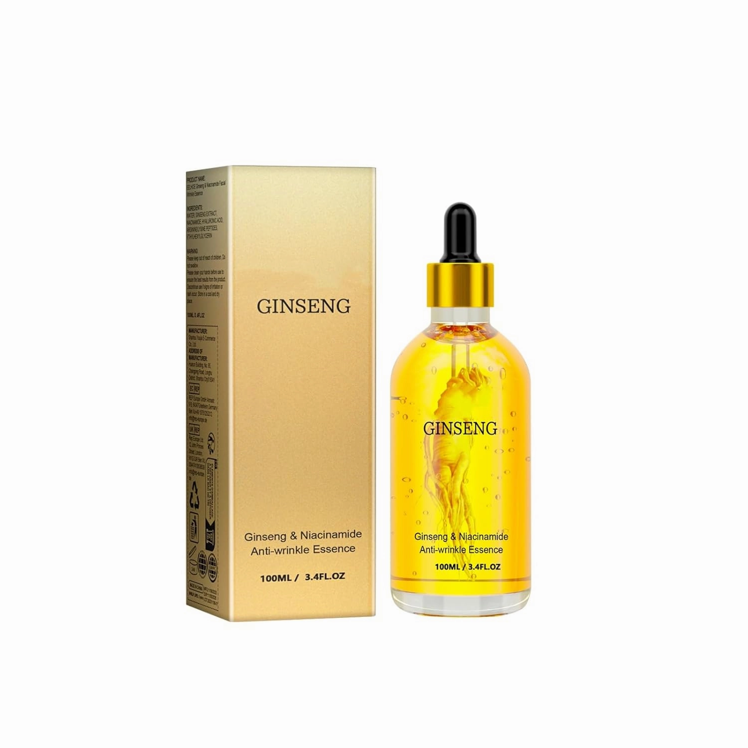 Ginseng & Niacinamide Anti-Wrinkle Facial Essence, 3.4 FL OZ, Moisturizing Serum