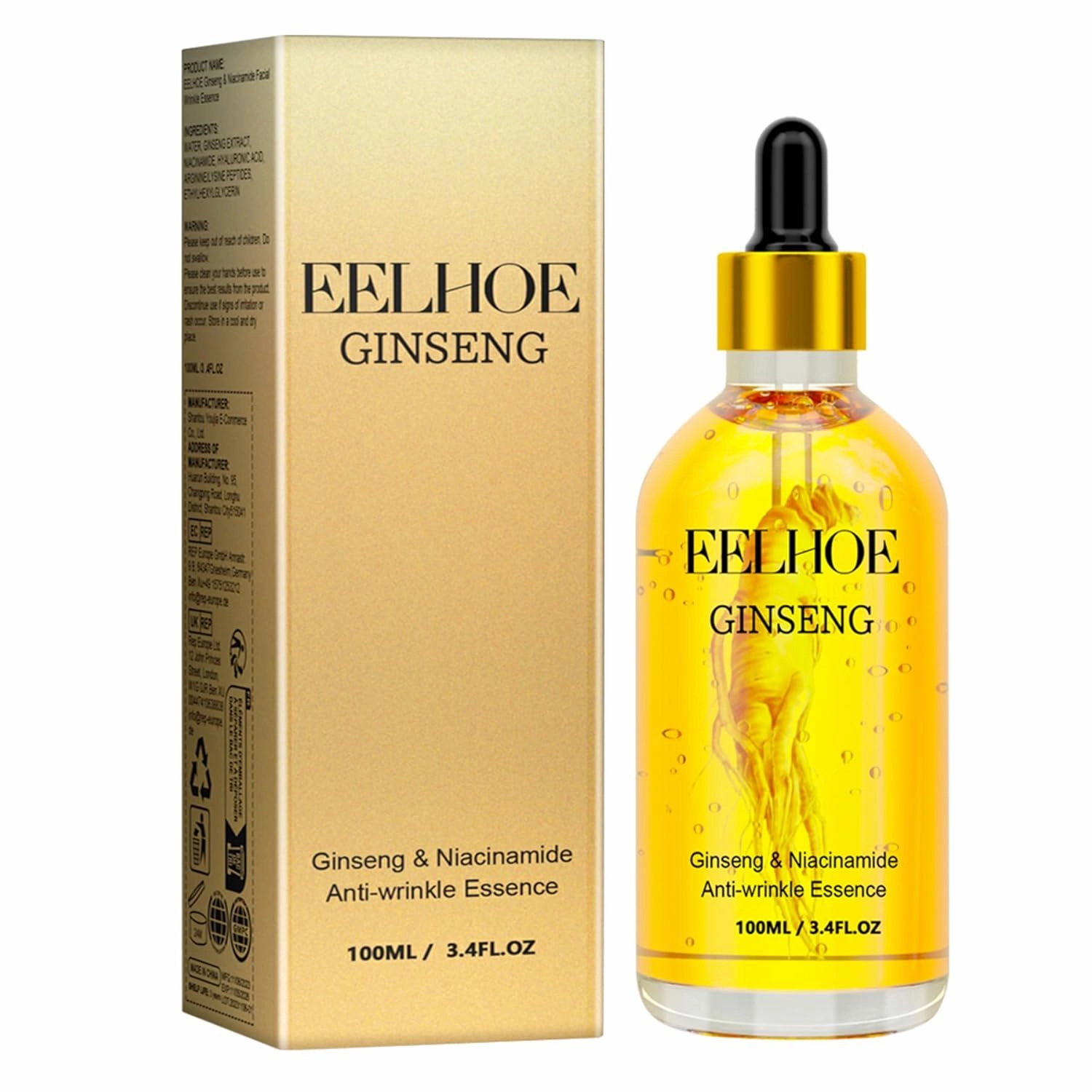 Ginseng Anti-Wrinkle Facial Essence with Niacinamide, 3.4 Fl Oz, Skin Firming Serum