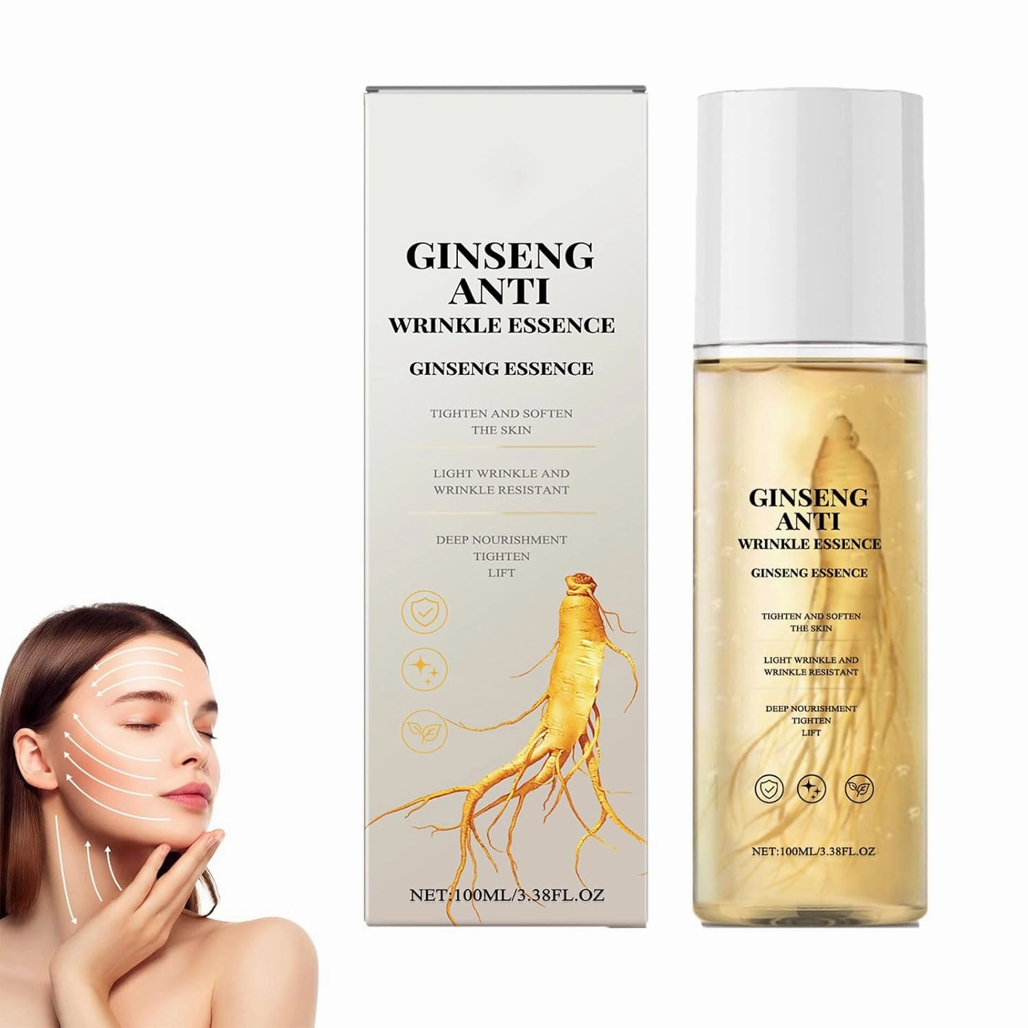 Ginseng Essence Anti Wrinkle Essence, Ginseng Extract Anti Wrinkle Serum, Ginseng Essence Water, for All Skin Types, Skin Firming & Rejuvenation (1PCS)