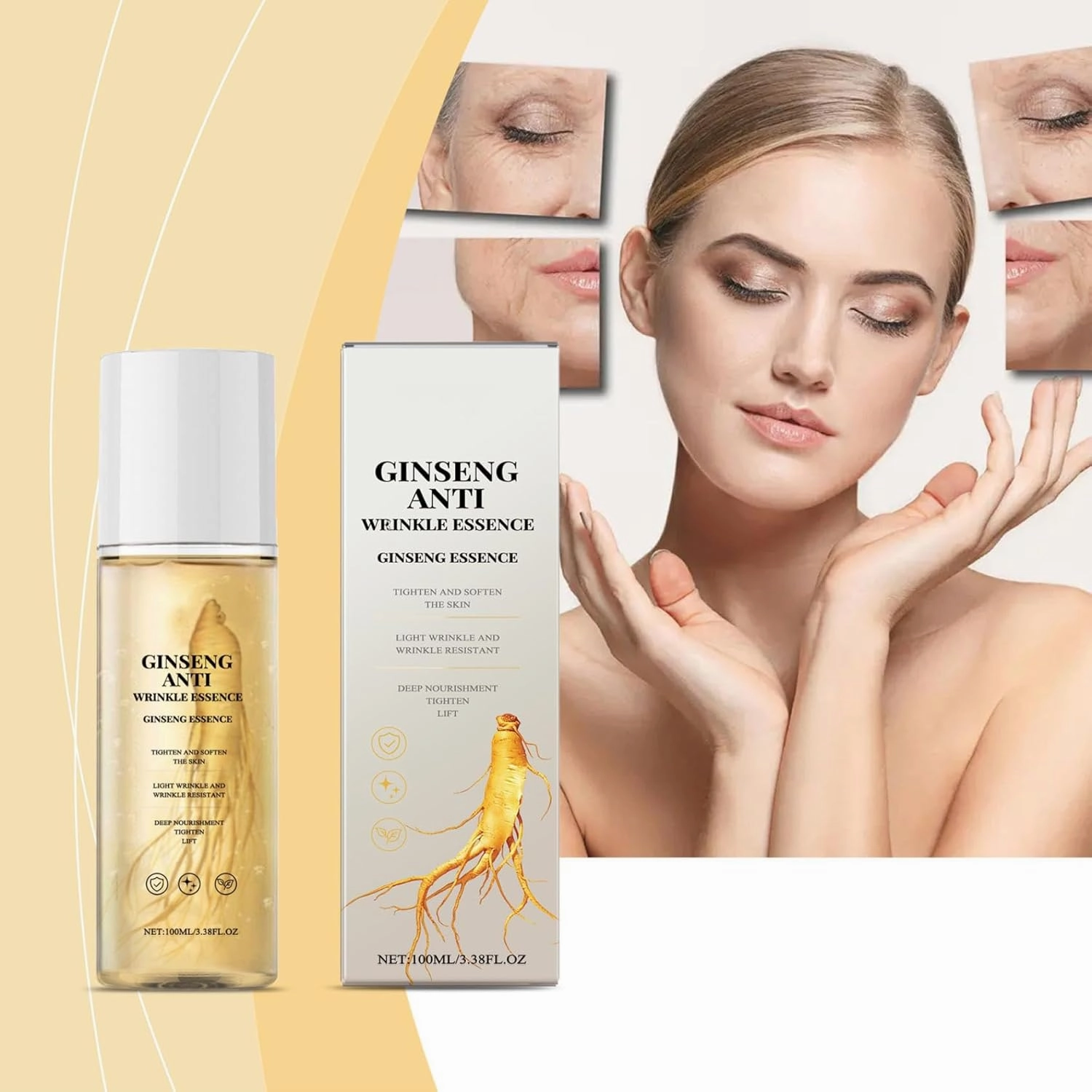 Ginseng Essence Water, Natural Ginseng Anti-Aging Hydrating Essence Water, Ginseng Essence Anti Wrinkle Essence, Ginseng Extract Anti Wrinkle Liquid Serum, Moisture & Wrinkle Care for Skin (100g, 3PC)