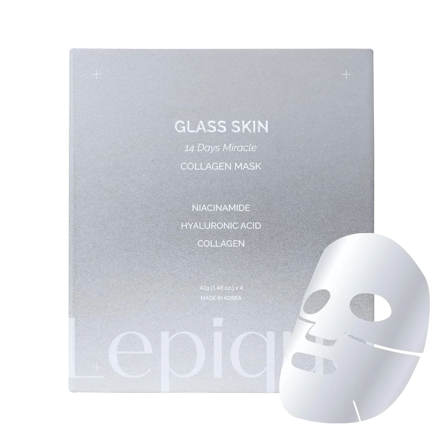GLASS SKIN 14Days Miracle Collagen Mask 42g x 4ea - Ultimate Overnight Mask, Highest Serum Content - Hyaluronic Acid, Niacinamide Serum, Korean Face Mask, Collagen Face Mask