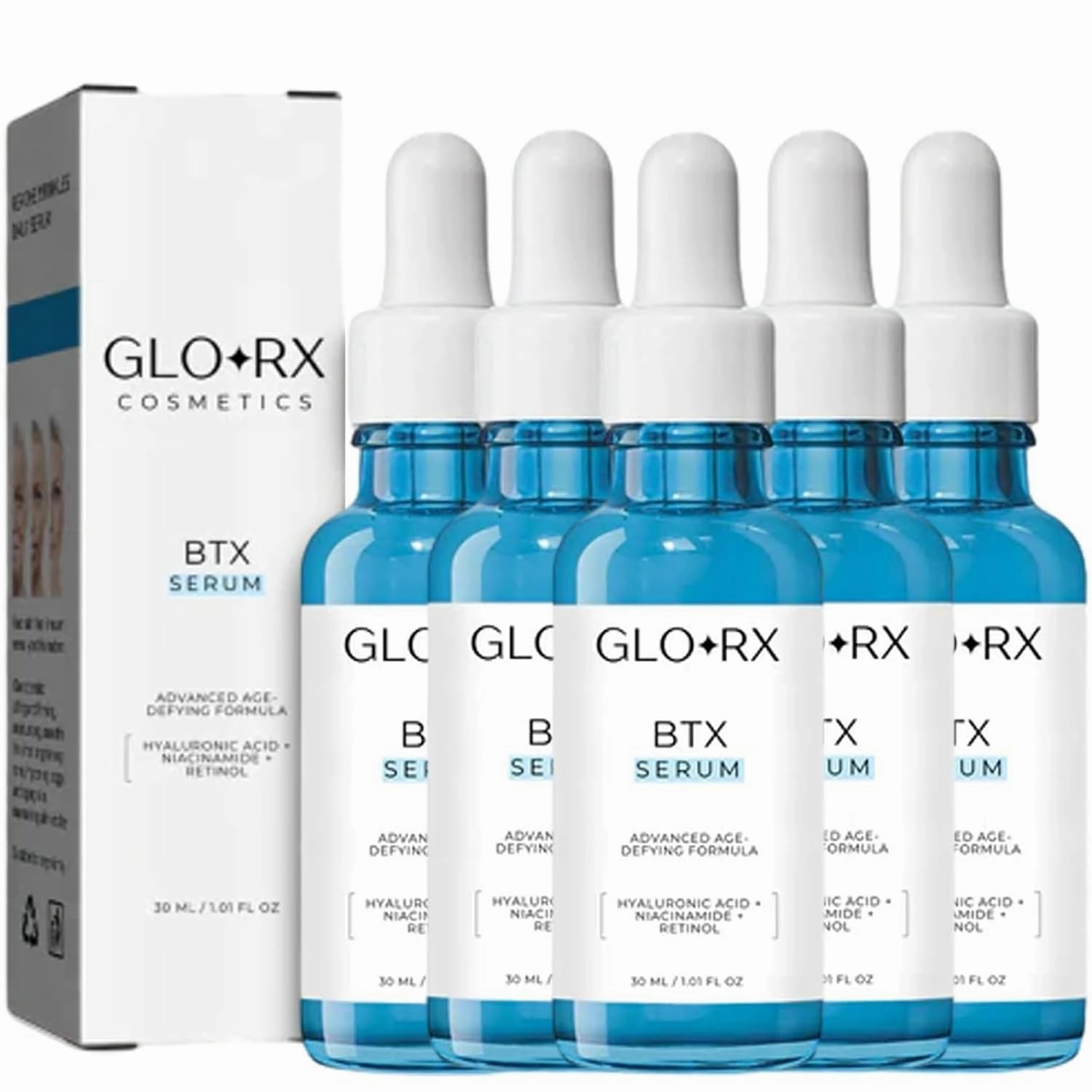 Glorx Btx Face Serum, Glorx Rx Btx Face Serum, Glorx Btx in a Bottle Instant Face Tightening, Glorx Facial Btx Anti Aging Serum, Retinol Age-Defying Moisturizer Collagen Serum-5pcs