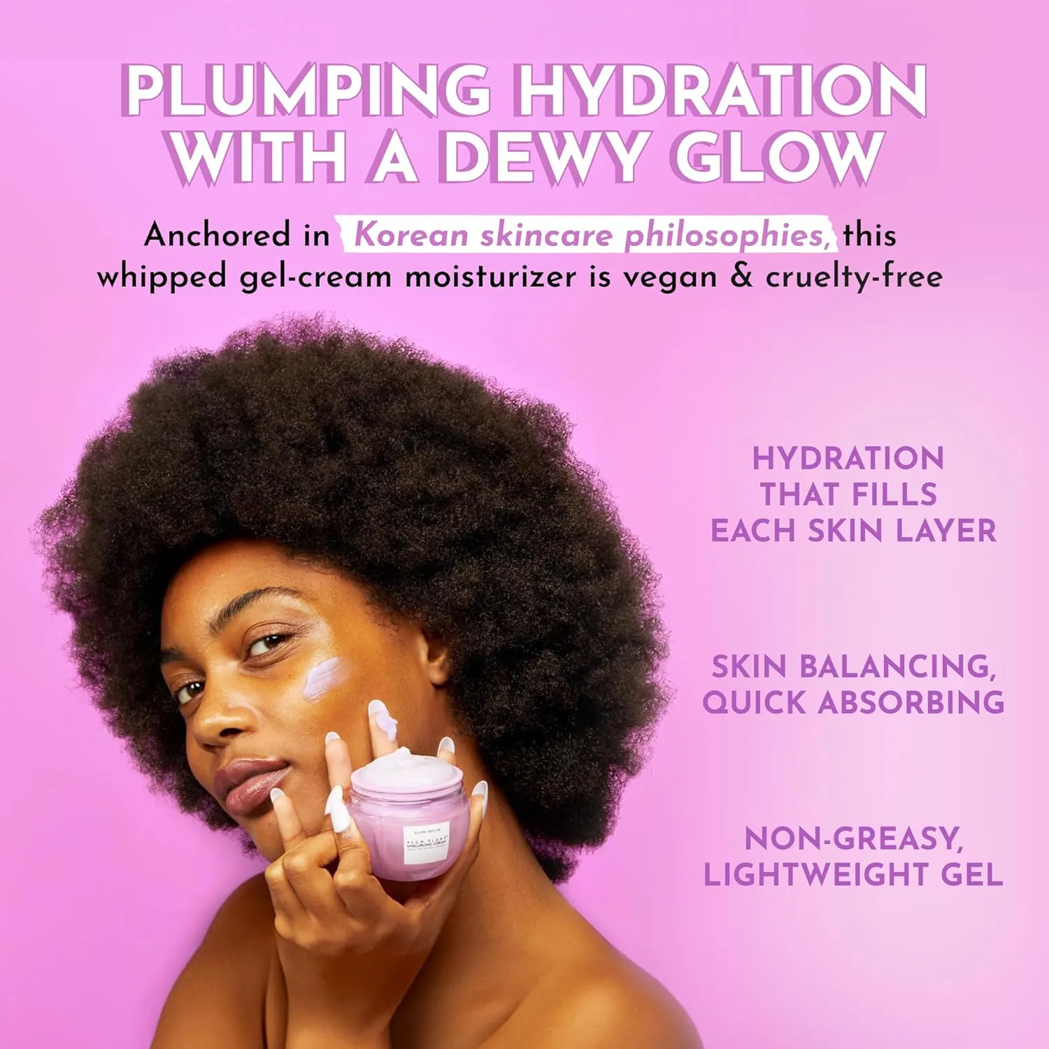 Glow Recipe Plum Plump Hyaluronic Acid Face Cream - Hydrating, Firming & Plumping Facial Moisturizer for Women & Men - Korean Skin Care with Polyglutamic Peptides to Reduce Dry Skin Wrinkles (50ml)