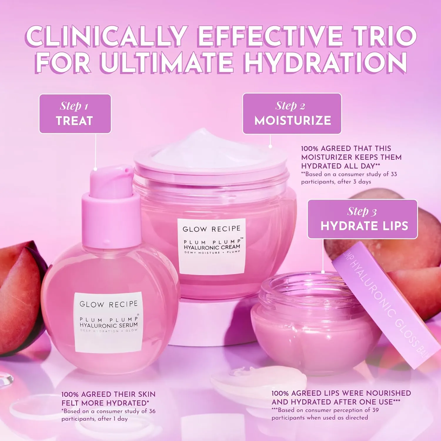Glow Recipe Plum Plump Hyaluronic Acid Face Cream - Hydrating, Firming & Plumping Facial Moisturizer for Women & Men - Korean Skin Care with Polyglutamic Peptides to Reduce Dry Skin Wrinkles (50ml)
