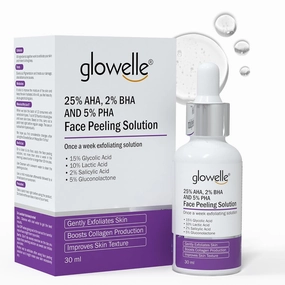 GLOW...Q 30% AHA Peeling Solution- AHA BHA Peeling Solution for Face Packed with Niacinamide, Allantoin, & Hyaluronic Acid- Skin Exfoliator for Face Prevents Acne & Improves Skin Texture- For All Skin