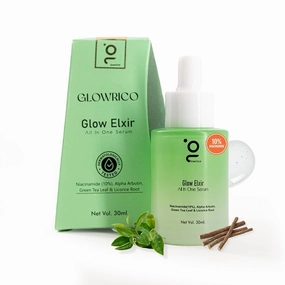 Glow Elxir Face Serum| Niacinamide 10%, Alpha Arbutin, Green Tea, Licorice Root|Brightening, Anti-Aging, Hydrating |For Dark Spots, Acne Scars, Wrinkles | All Skin Types (30ml)