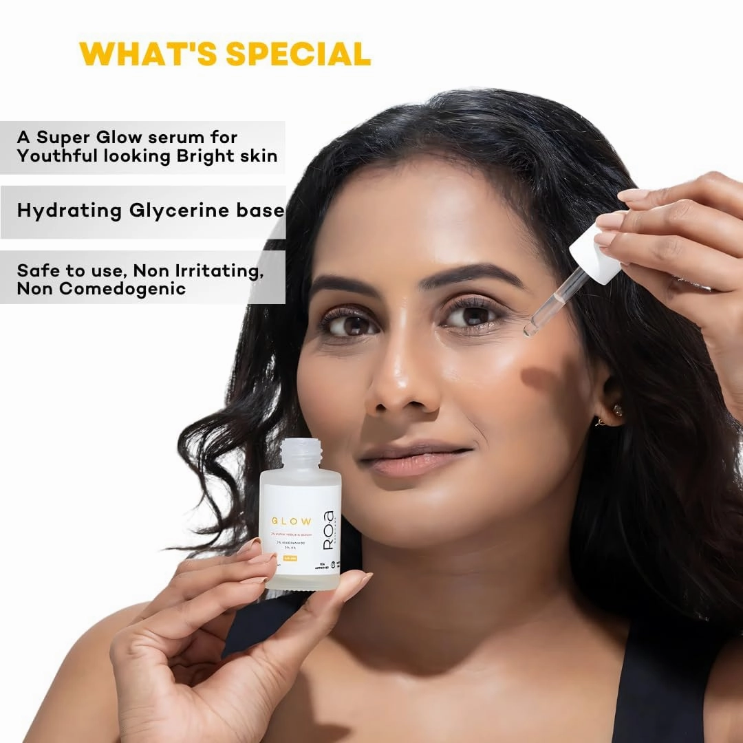 GLOW face serum for Dark spots and open pores reduction with 2% Alpha Arbutin 2% Niacinamide and 3% Hyaluronic acid | Advanced Dark spot correcting glow serum for Men and women (30ml)