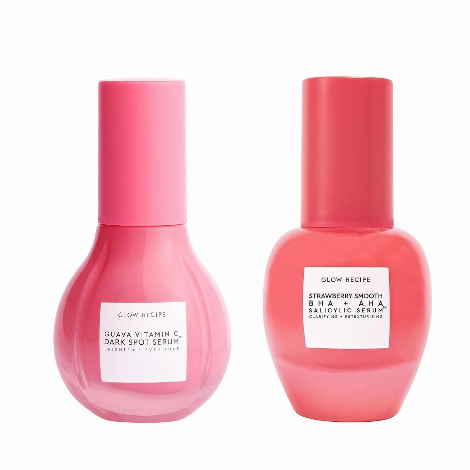 Glow Recipe Brighten & Smooth Duo - Guava Vitamin Dark Spot C Serum   Strawberry Smooth AHA BHA Salicylic Acid Serum (30 ml/ea)