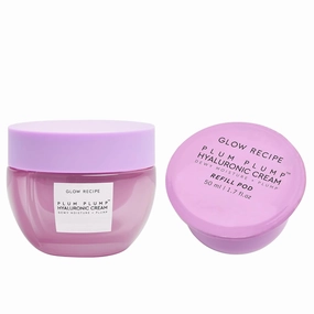Glow Recipe Plum Plump Hyaluronic Acid Face Cream (50 ml)   Refill Pod (50 ml) - Dewy Glow Hydrating Skin Moisturizer to Plump, Balance & Brighten Skin - With Refillable Eco Pod to Replenish Cream Jar