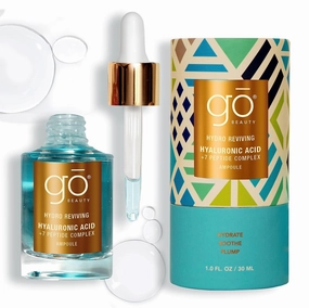 Go Beauty Daily Hydrating Serum with Triple Hyaluronic Acid Hydrating, Hydrolyzed Collagen, Vitamin B5, Panthenol   7 Peptide Complex for Dry, Dull, Aging Skin - Hydro Reviving, 1 fl. oz.