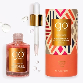Go Beauty Longevity CoQ10, Daily Antioxidant Defense Serum - A Super Food for Skin, Boost Skin Health, Anti-Aging, Sun Damage, Sagging Skin – with 7 Peptides & Vitamin B3 – Pure Vitality, 1 fl. Oz
