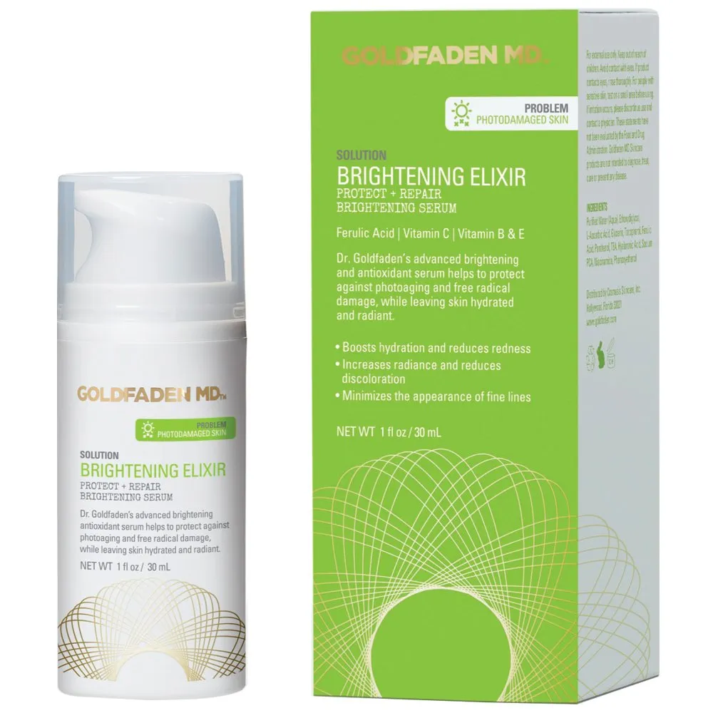 GOLDFADEN MD Brightening Elixir | Serum w/Vitamin C, Ferulic Acid, Vitamin B & Vitamin E | Helps Aid Against The Appearance Of Photoaging | Leaves Skin Feeling Hydrated & Looking Radiant 1fl oz