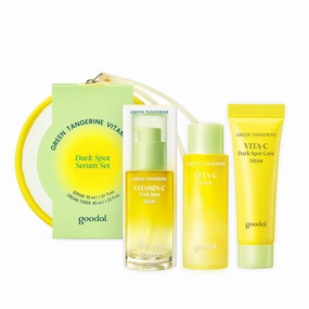GOODAL Green Tangerine Vitamin C Travel Size, Summer Skincare Set, Gift Set, Trial Kits, Serum & Toner & Cream Korean Skincare Sets