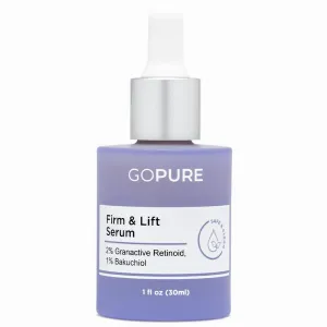 goPure Actives Firm & Lift Serum - Anti-Aging Serum with Retinol for more Smooth, Even-Texture and Glowing Skin, and Antioxidant Bakuchiol for Collagen Support and Firmer-Looking Skin - 1 fl oz
