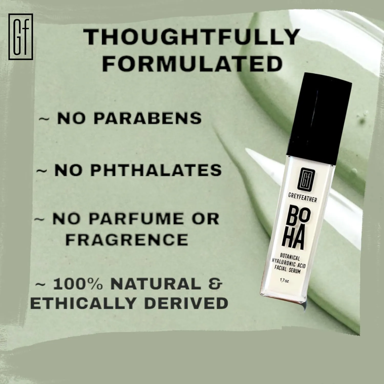 Greyfeather Hyaluronic Acid Serum for Face – Hydrating, Brightening & Anti-Aging Formula with Vitamin C, Niacinamide, Aloe & Botanical Extracts – Natural, Skin-Loving Serum for Radiant Glow (1.7 oz)