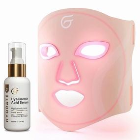 Groomie LED Face Mask & Hyaluronic Acid Serum Bundle