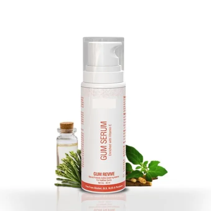 Gum Revive Gum Serum | Vitamin E enriched | Gum Repair | Tightens, Strengthens, Rejuvenates | Suitable for Gum Bleeding | Daily use | Clove, Vitamin E, Aloe Vera, Chamomile | 30ml