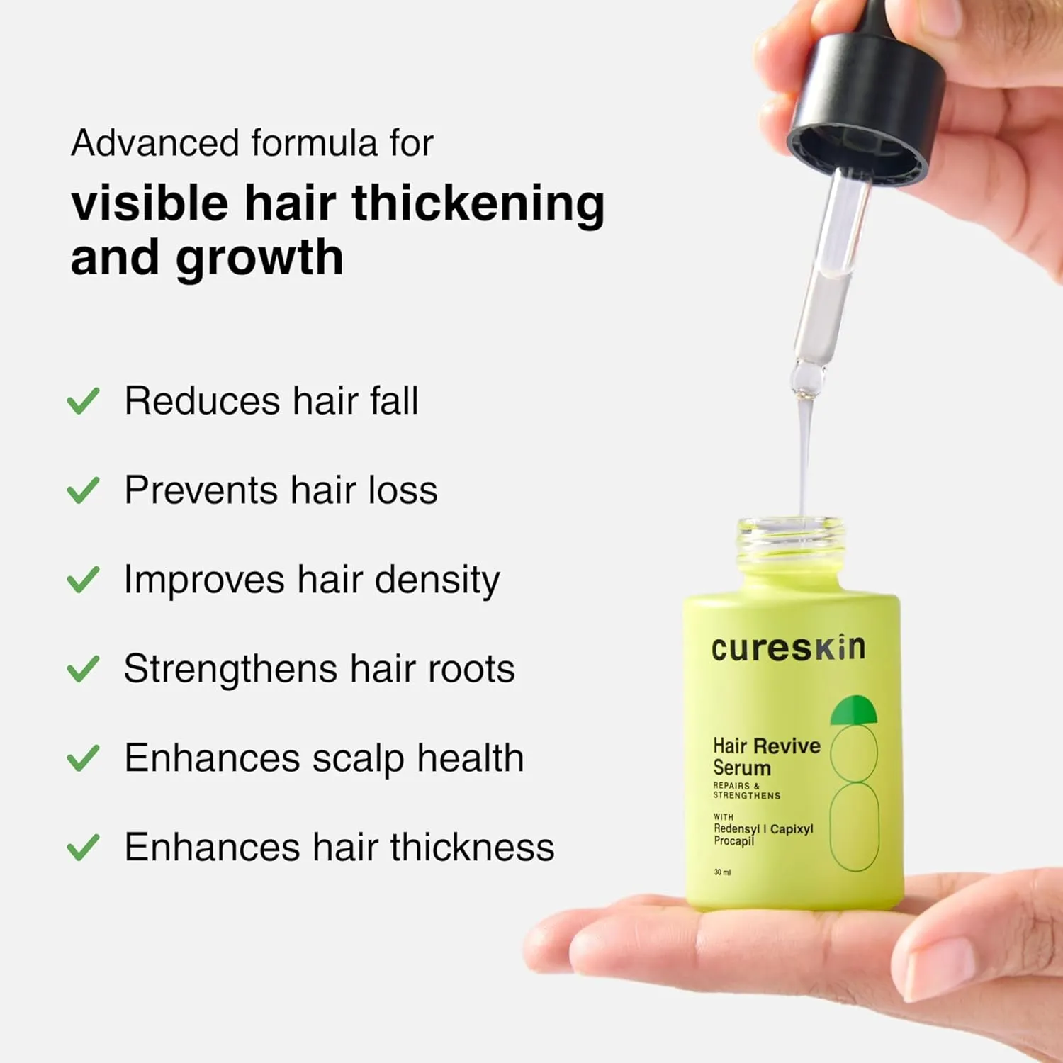 Hair Revive Serum for Women and Men | Hair Serum for Hair Growth| Restore Hair Density & Strength with Redensyl, Capixyl & Procapil | Hair Growth Serum for Women and Men