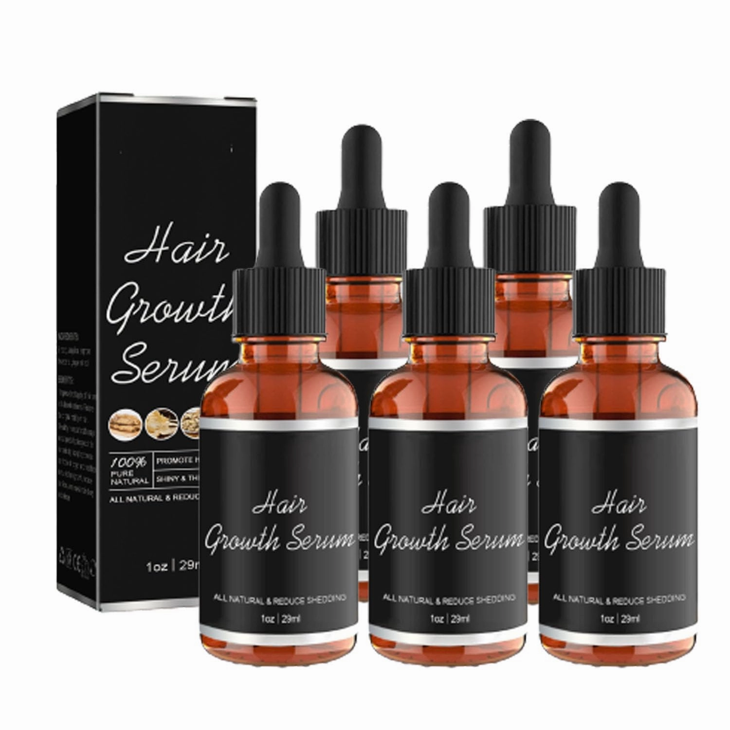 Hair Growth Serum, Hair Growth Serum For Black Women, 29ml Love Hair Serum, Anti Hair Loss Nourishes Dry Damaged Hair (5PCS)
